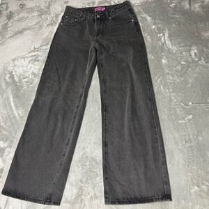 EDIKTED Wide Leg Jeans Charcoal Grey Wash Denim High Rise XS